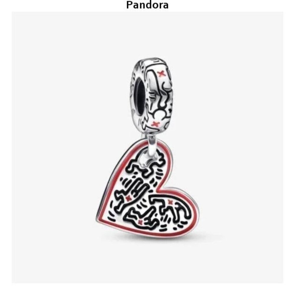 Pandora Black and Red Heart Bracelet Charm